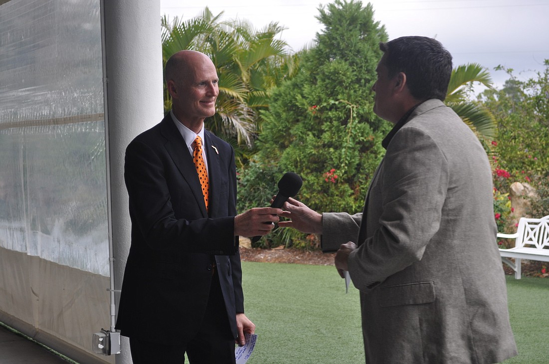 Gov. Rick Scott (left) was in East County earlier this month for Mixon's Fruit Farms 75th Anniversary Luncheon.