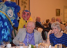Harvey and Elaine Rothenburg watch the lion chase Budha.