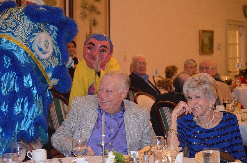 Harvey and Elaine Rothenburg watch the lion chase Budha.