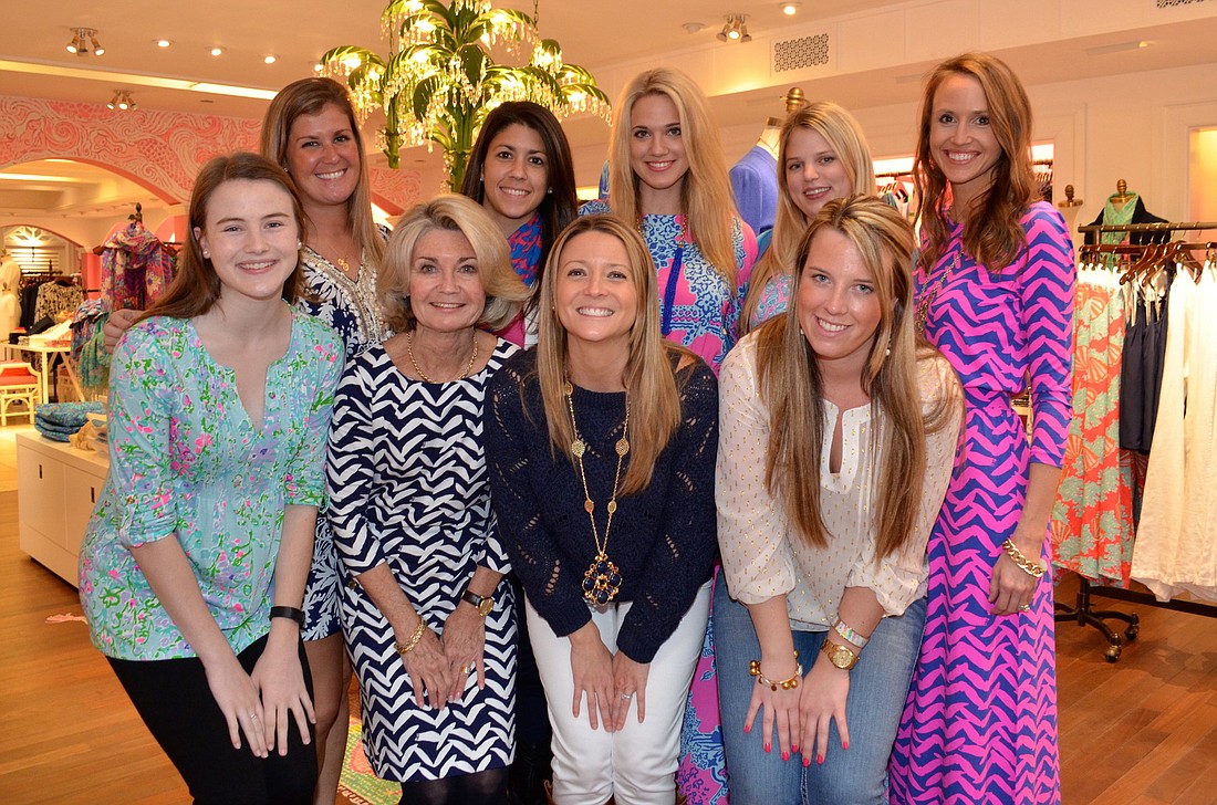 Elise Meyer, Chelsea Berry, Scotty Hamilton, Jamie Stewart, Shannon Gower, Candice Henry, Taryn Anderson and Christina Budd with style blogger and hostess Sarah Tucker