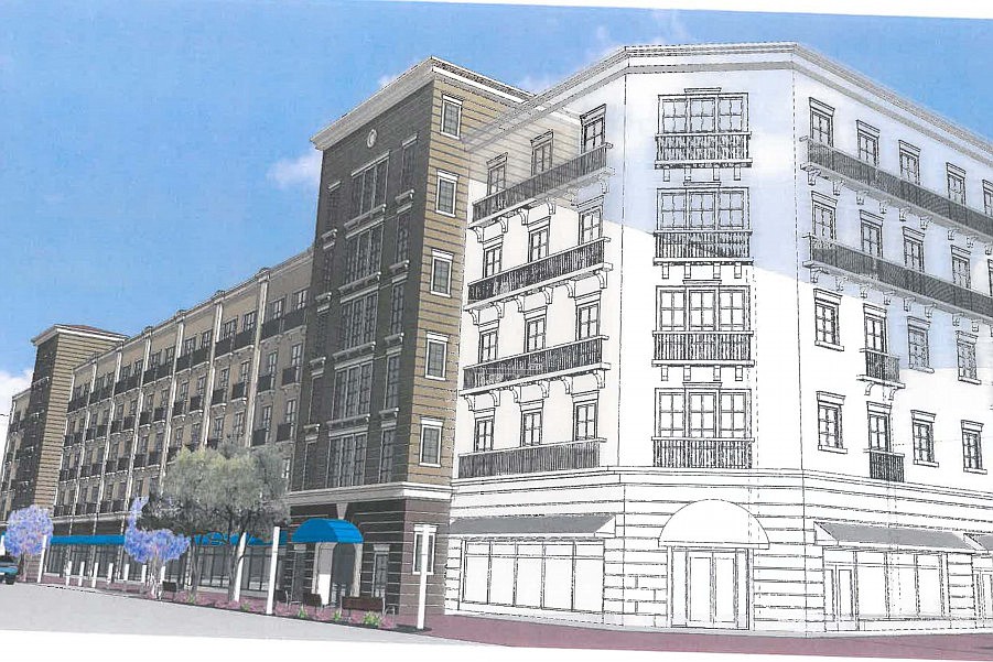 A rendering shows the current design of the State Street Parking Garage, including the "pad site" on Lemon Avenue.