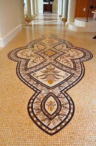 The mosaic in the home's foyer was designed to create the movement and light that Mary Williams envisioned.