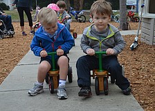 Eric Sinift and Riley Hudson ride neck-to-neck.