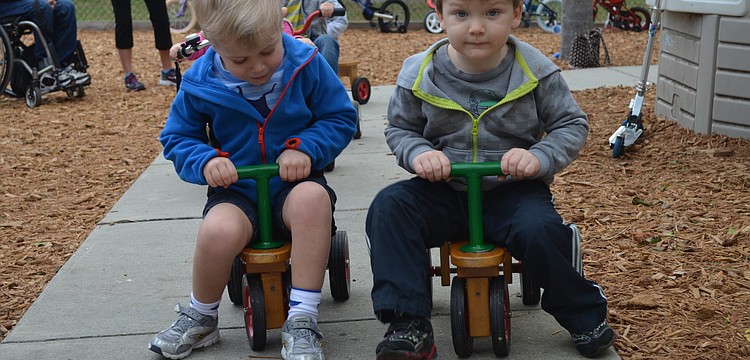 Eric Sinift and Riley Hudson ride neck-to-neck.