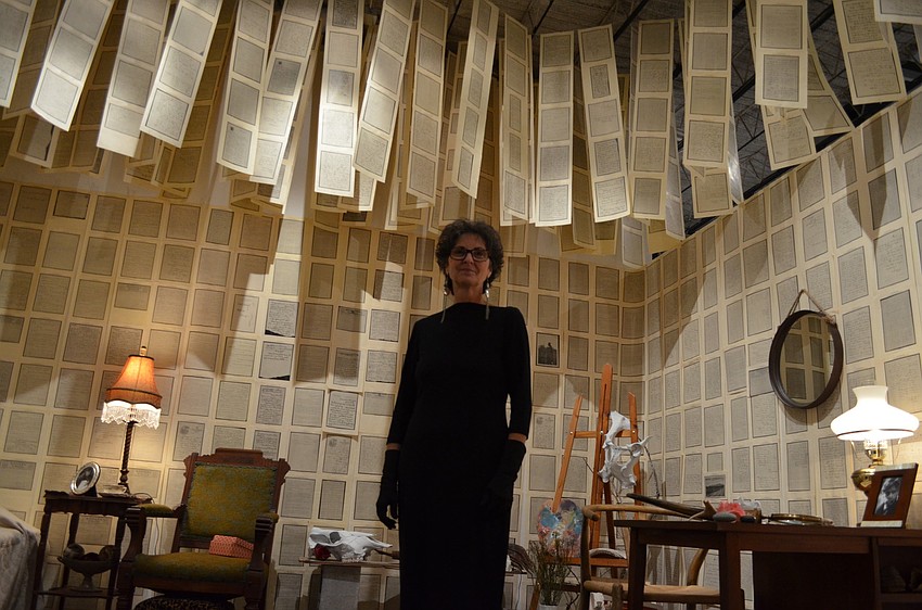 Artist Grace Howl with her letter installation