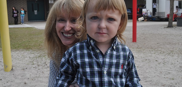 Sandy Russell with her 2-year-old son, Everett