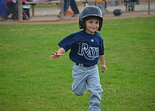 Dominic Mattera, 4, runs to first base.