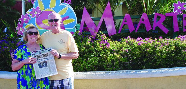 FUN IN THE SUN. Pat and Tim Lenz made sure to bring the East County Observer along on a recent Caribbean getaway to St. Maarten.