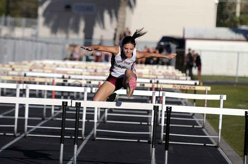 Riverview High sophomore Jenna Tarifa finished third in the 100-meter hurdles, crossing the finish line in 18.10 seconds.