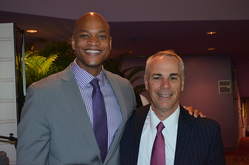 Wes Moore with Town Hall Lecture Series Chair Jay Logan