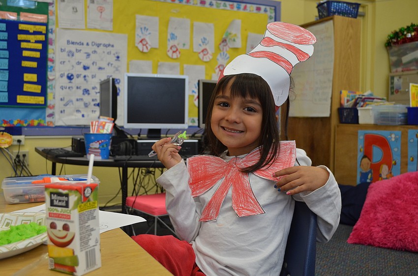 Chloe Marroquin with her second serving of green eggs and ham.