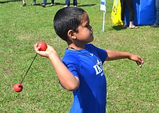 Seven-year-old Jarom Sua gets active.