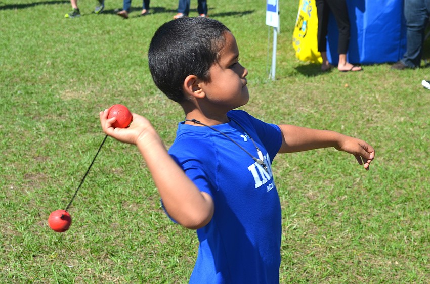 Seven-year-old Jarom Sua gets active.