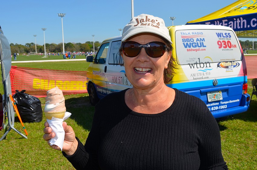Patty Hysell indulges in ice cream.