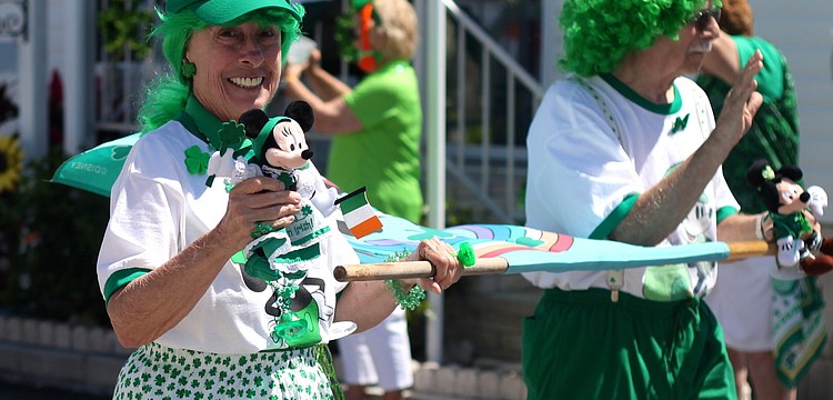 Parade participants were decked out in celebratory green.