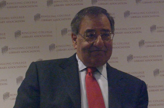 Former Central Intelligence Director Leon Panetta discusses the 2012 Benghazi attack Thursday at Van Wezel Performing Arts Hall.