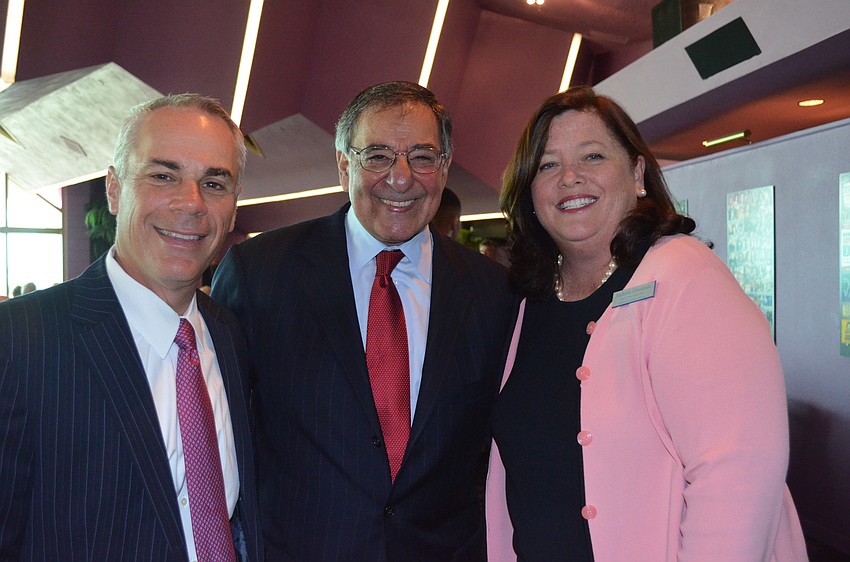 Town Hall Lecture Series Chairman Jay Logan with Leon Panetta and Stephanie Grosskreutz