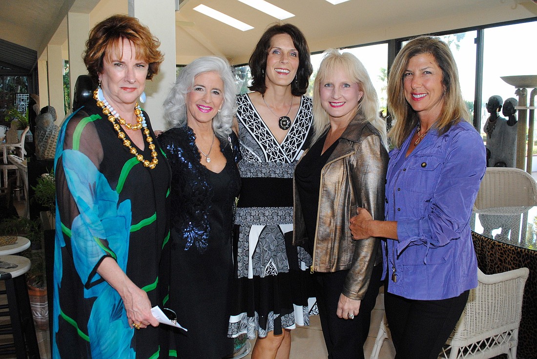 Pat Martin, Terry Chandler, Melanie Natarajan, Charlotte Stringfellow and Dawn Epstein at YMCA's Going for the Gold Patron Party.