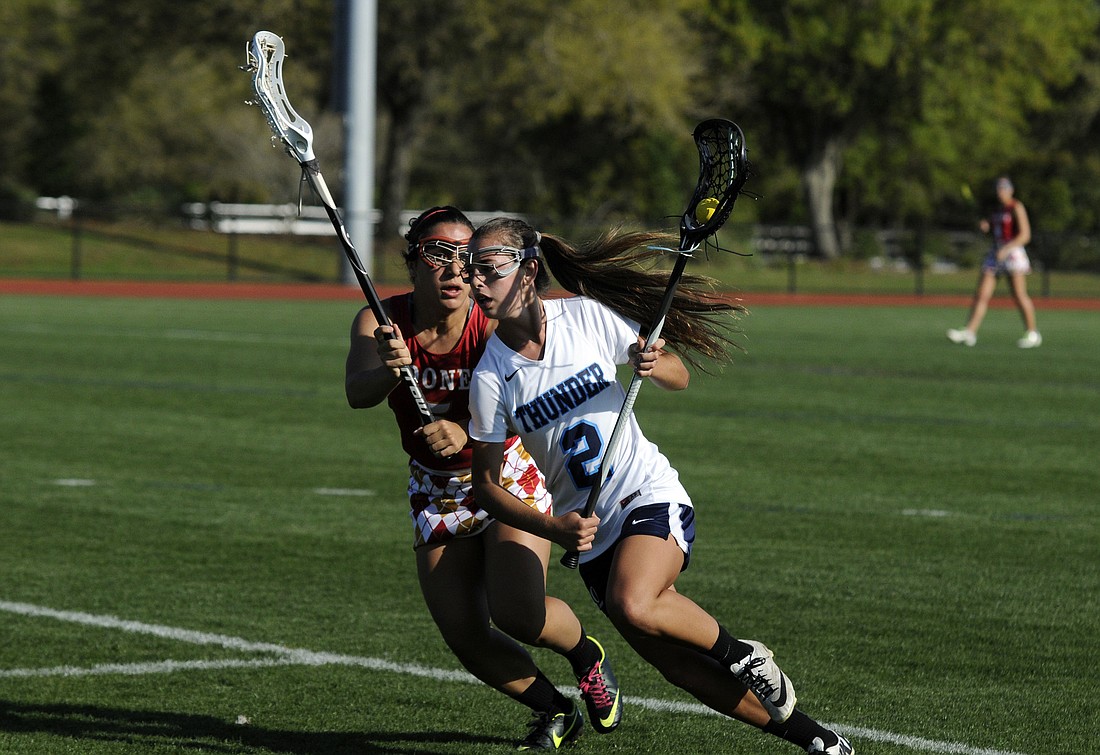 Jen Blanco The Out-of-Door Academy junior Kimmy Comito scored seven goals and added four assists in the Lady Thunder's 16-3 victory over Cardinal Mooney March 11.