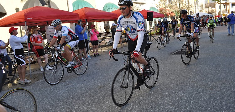 The Lakewood Ranch-based group, the Village Idiots, starts the 62-mile ride.