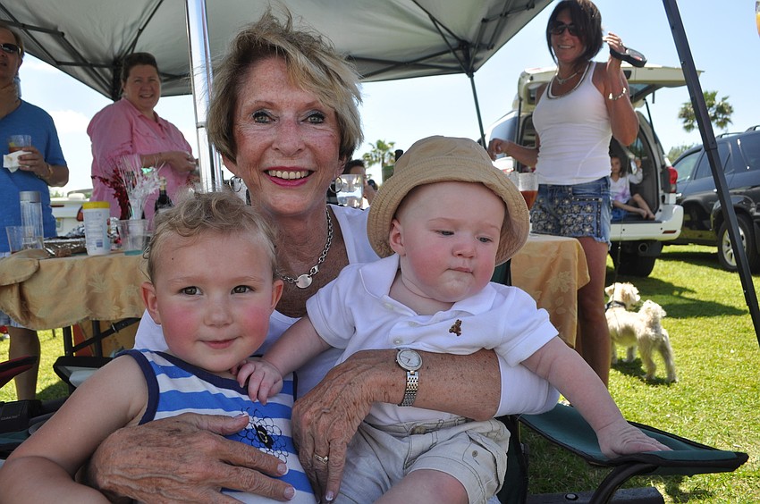 Joan Bobowiec with Joscelyn Enmeier, 2, and five-month-old Elias Adamson