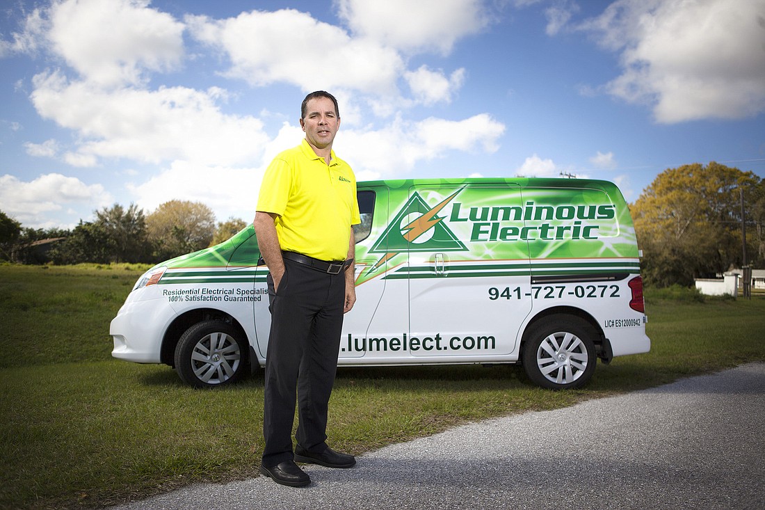 John Leavy founded Luminous Electric in 2011, with just him and a truck. The fast-growing firm will likely reach $1 million in sales 2014. (Photo by Mark Wemple)