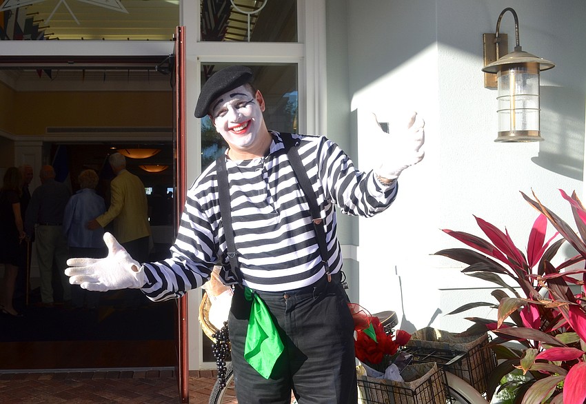 Mike the Mime welcomed guest to the April in Paris party.