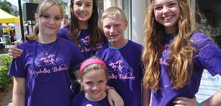 Marian McKane, Betina Mlademoba, Luke Truskowski and Addyson Rudd (bottom) walked for Emmabella Rudd (far right).