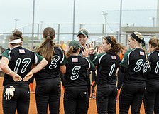 The Lakewood Ranch High softball team is introduced prior to its Class 7A-District 10 semifinal versus Sarasota April 15.