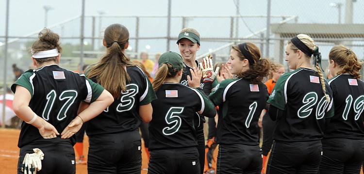 The Lakewood Ranch High softball team is introduced prior to its Class 7A-District 10 semifinal versus Sarasota April 15.