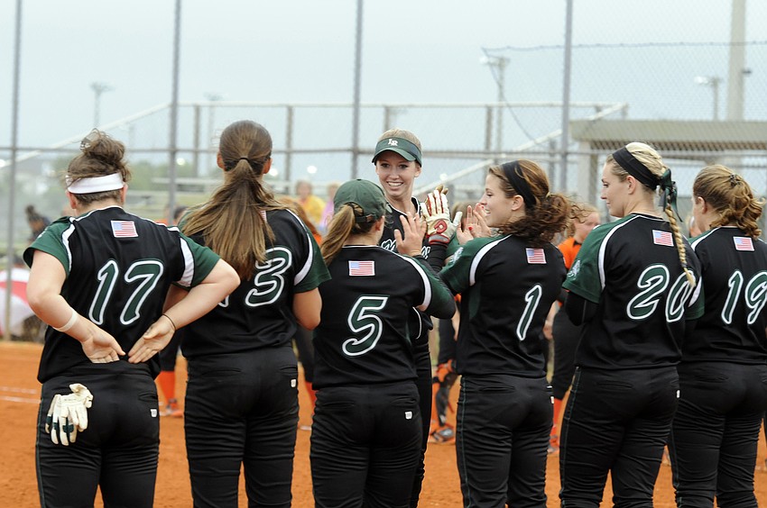 The Lakewood Ranch High softball team is introduced prior to its Class 7A-District 10 semifinal versus Sarasota April 15.