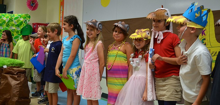Students in Marti Bhame's second-grade class at Braden River Elementary take a bow.