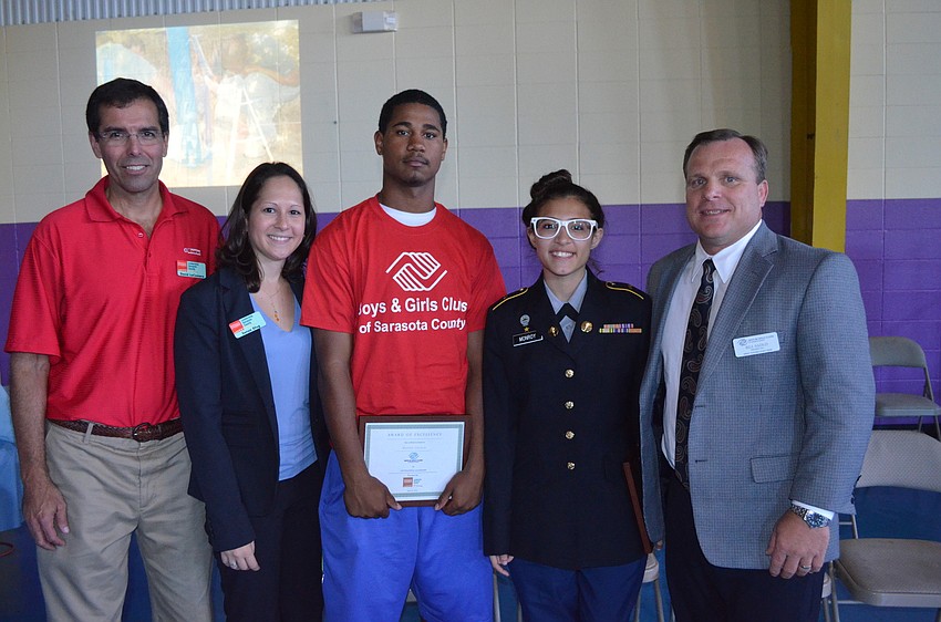 David LaCamera, Sonya Dlug, Matthew Graham, Roy McBean Youth of the Year Maria Monroy and Sarasota County Boys and Girls Club President/CEO Bill Sadlo