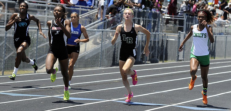 Lakewood Ranch freshman Sophia Falco set a new personal record in the 100-meter dash, crossing the finish line in 11.97 seconds to finish second.