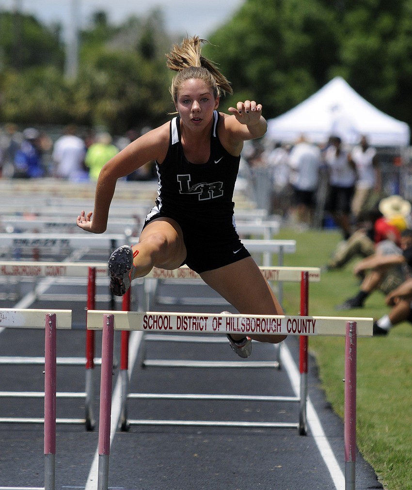 Lakewood Ranchâ€™s Brianna Bunjnowski competes in the preliminaries of the 100-meter hurdles.