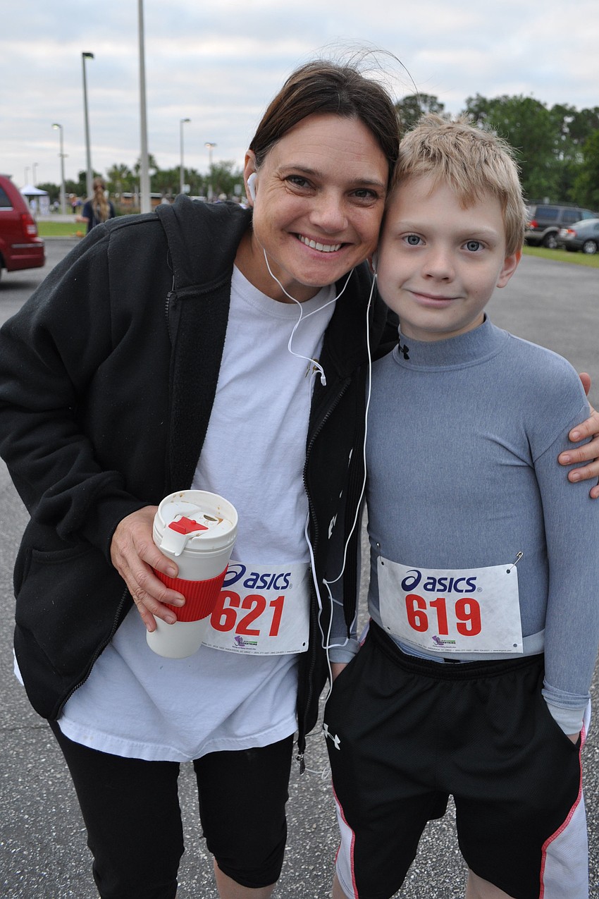 Erica Arend ran the one-mile race with her son, Owen, 10.