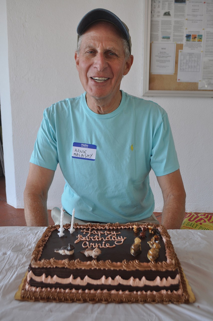 Residents got beaver-lover Arnie Malasky a beaver cake to celebrate his 71st birthday