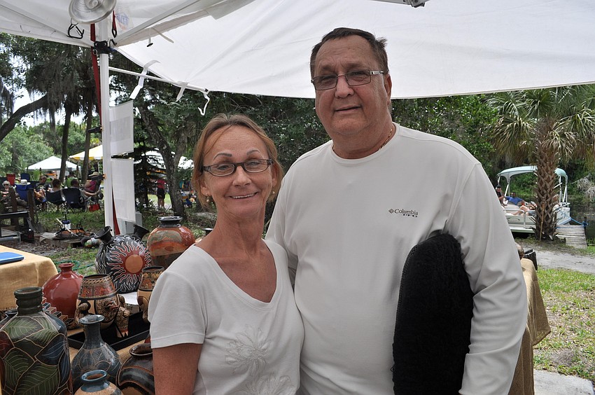 Vickie Bankowski and Leo Allen road a motorcycle from Clearwater to the festival.