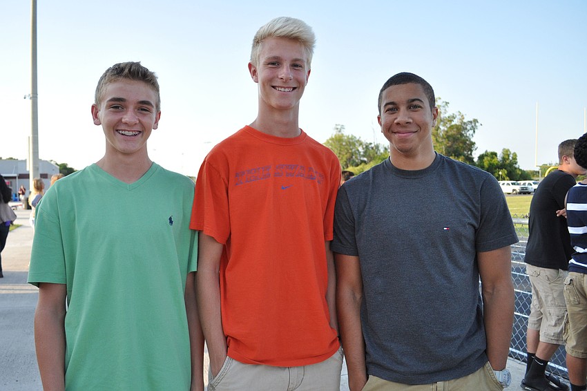 Parker Golemo, Blake Middleton and Marvin Massenburg came out to watch some friends play and participate in a raffle to shove a pie in a staff membersâ€™ face.