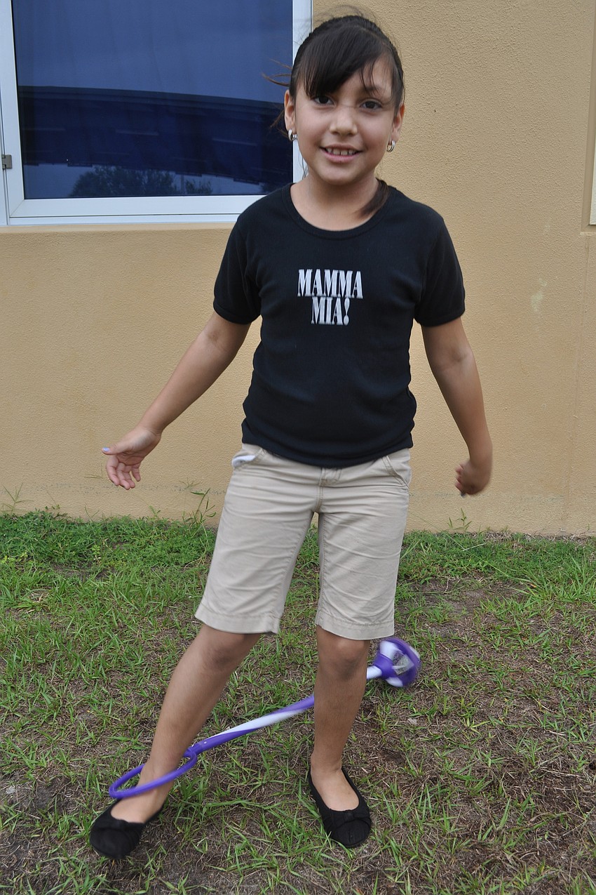 Evelyn Sanchez showed off her balance.