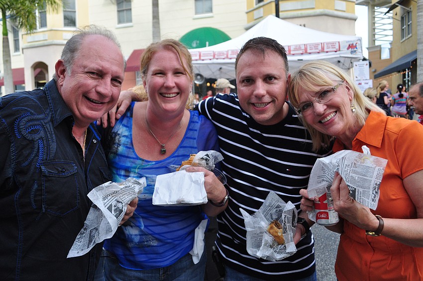 Vince, Susan, Michael and Debby Mortellaro fill up on burgers for dinner.