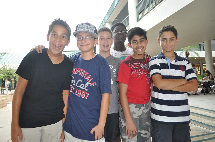 Matthew Belisario, Braden Schwartz, Ben Klein, Obed Antoine, Daniel Rodrigues and Justin Schwartz at Braden River Middle School