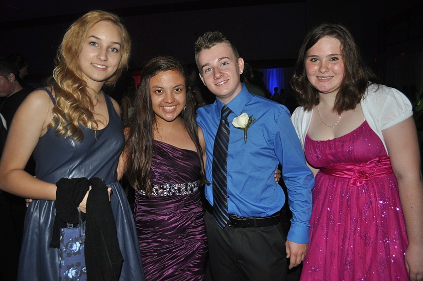 Elizabeth Fleming, a sophomore, with freshmen Brittany Kline, Pal Kahn and Griffin Trautweiler