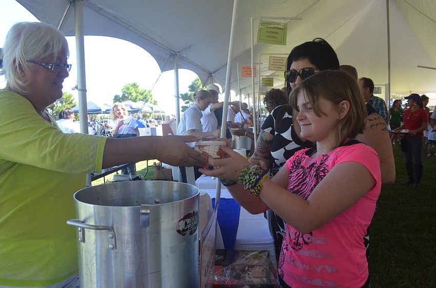 Hannah Marnell gets her soup from Panera Bread