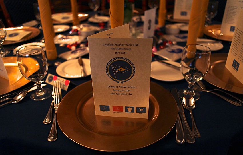 The tables were beautifully set for the Change of Watch dinner.