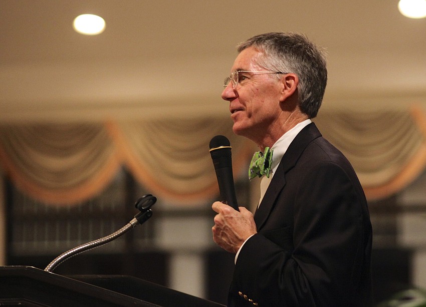Matt Walsh entertains as emcee during the fashion show.