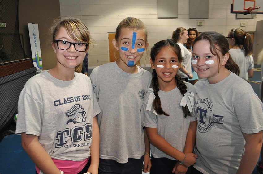 Riley Morrisseey, Rylie Cunneen, Daniela Madrid and Grace Weichert compete in the obstacle course, called the 