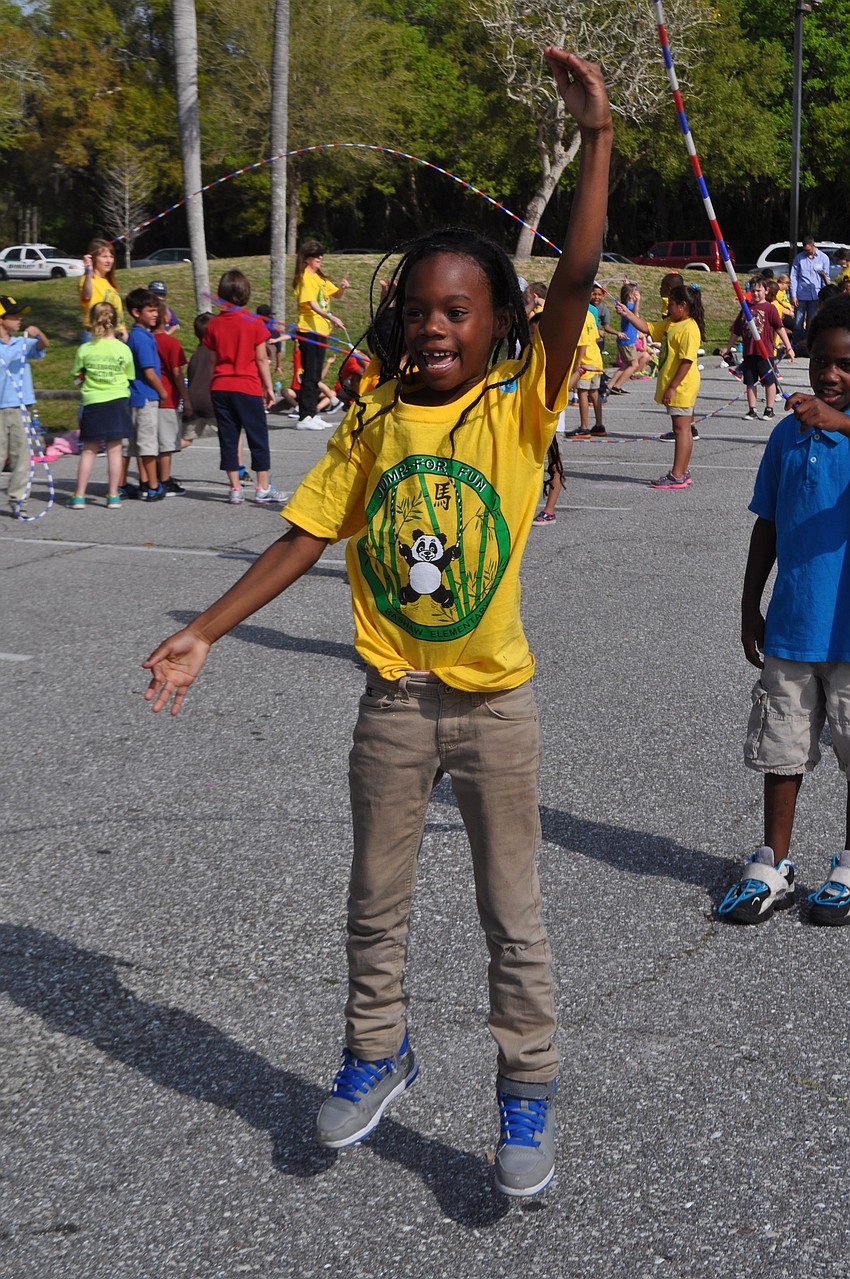 Zamaria Roberts, 8, does the 