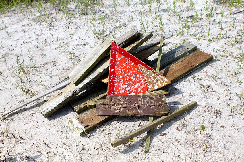 Some of the wood found on the island was put in a pile to be picked near the end of the clean up.