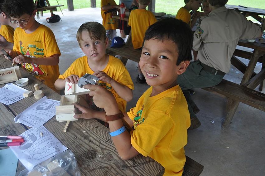 Brady Leiberich and Daniel Mesia hammered away at crafts.